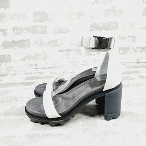 NEW Rag & Bone Shane White Black Chunky Summer High Heel Sandals W1121